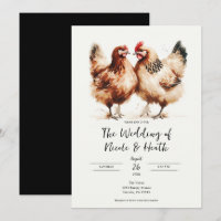 Aquarelle de poulet Brown Mariage rustique