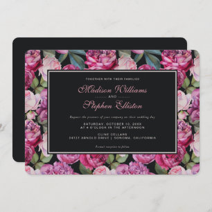 Invitation Aquarelle de rose rose - Mariage