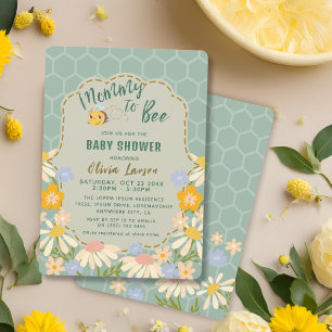 Invitation Aquarelle de sexe neutre Mommy to Bee baby shower