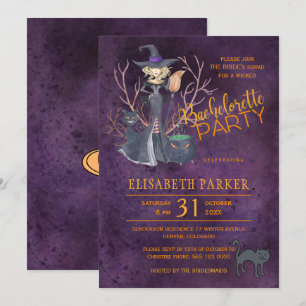 Invitation Aquarelle de sorcière fête de la bachelorette Hall