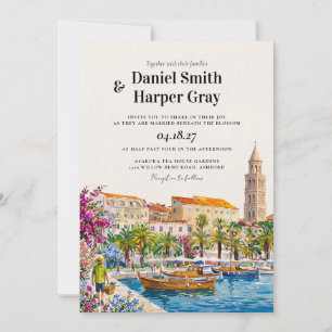 Invitation aquarelle de Split Croatie Adriatique