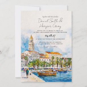 Invitation aquarelle de Split Croatie Adriatique