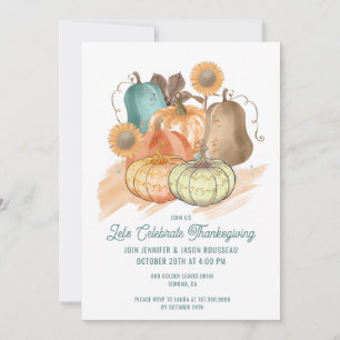 Invitation Aquarelle de Thanksgiving Citrouilles