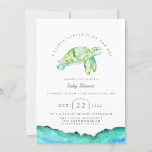Invitation Aquarelle de tortue   Baby shower Ocean Life