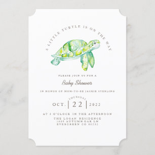 Invitation Aquarelle de tortue   Baby shower Ocean Life