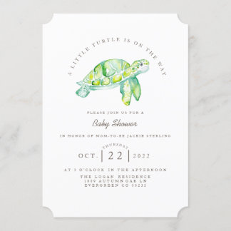 Invitation Aquarelle de tortue | Baby shower Ocean Life
