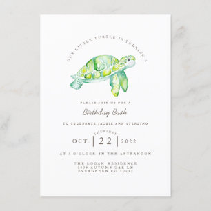Invitation Aquarelle de tortue   Ocean Life Anniversaire