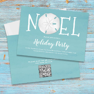 Invitation Aquarelle de vacances Sable Turquoise Dollar QR Co
