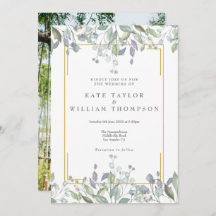 Invitation Aquarelle de verdure Floral Mariage photo