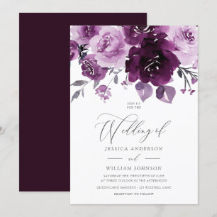 Invitation Aquarelle de vin de Bourgogne Mariage floral