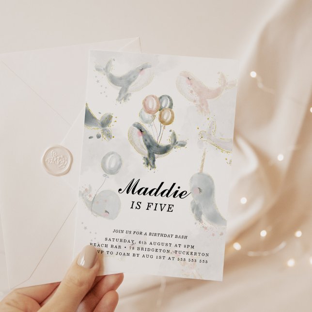 Invitation Aquarelle de Whimsical Sous la Baleine de mer Anni (Créateur téléchargé)