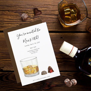 Invitation Aquarelle de Whiskey Chocolate Truffes Anniversair