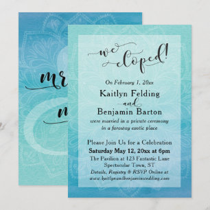 Invitation Aquarelle dégradée mandala bleu sarcelle Nous somm