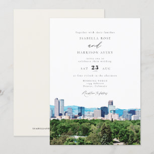Invitation Aquarelle Denver Colorado Skyline Mariage
