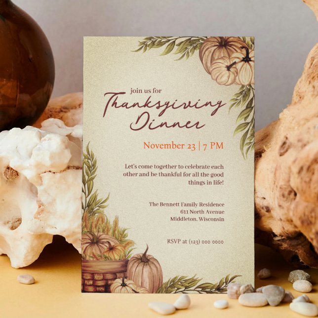 Invitation Aquarelle déprimée Russe Citrouille Thanksgiving (Créateur téléchargé)