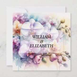 Invitation Aquarelle des fleurs d'orchidées dans des couleurs