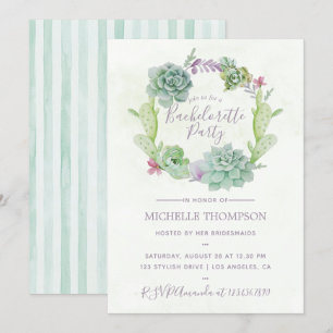 Invitation Aquarelle Desert Cactus Succulents Bachelorette