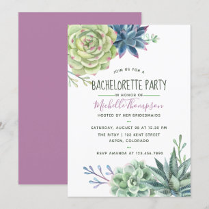 Invitation Aquarelle Desert Cactus Succulents Bachelorette