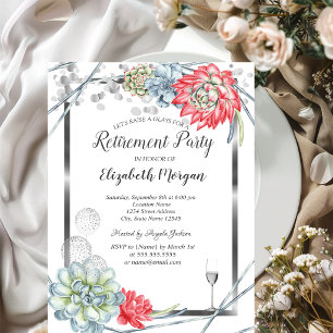 Invitation Aquarelle Desert Red Succulents Retraite