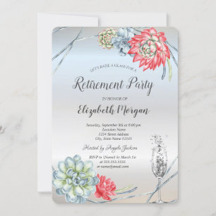 Invitation Aquarelle Désert Rouge Succulent Verre Retraite