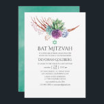 Invitation Aquarelle Desert Succulents Bat mitzvah<br><div class="desc">Aquarelle succulent cactus plante invitation bat mitzvah avec accents de bleu,  prune,  menthe et vert sauge.</div>