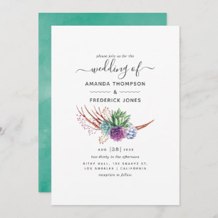 Invitation Aquarelle Desert Succulents Mariage