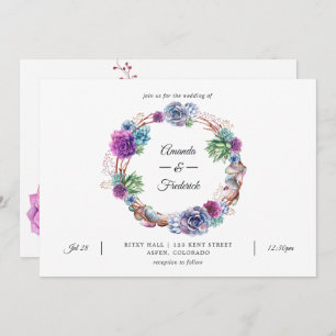 Invitation Aquarelle Desert Succulents Mariage