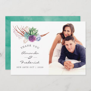 Invitation Aquarelle Desert Succulents Merci Mariage