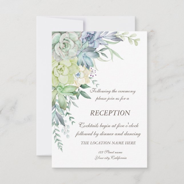 Invitation Aquarelle Desert Succulents Points Mariage (Devant)