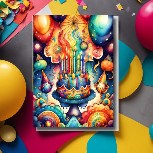 Invitation Aquarelle Design d'anniversaire Abstrait