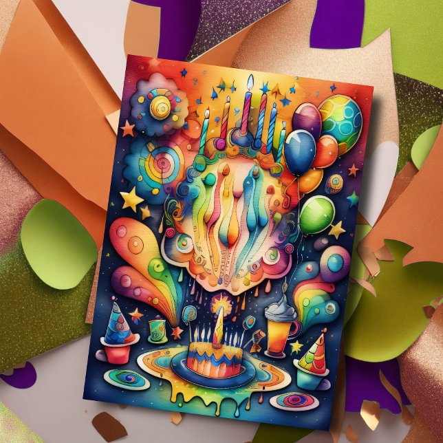 Invitation Aquarelle Design d'anniversaire Abstrait (Créateur téléchargé)