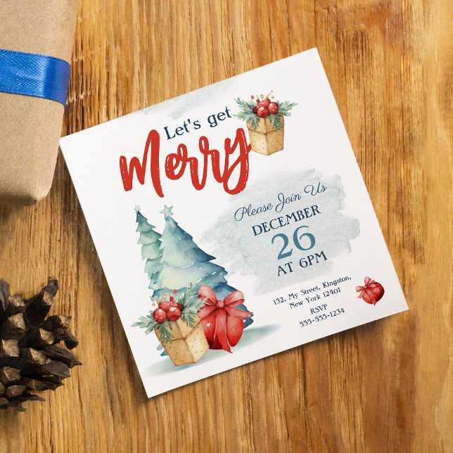 Invitation Aquarelle dessinée à la main Joyeux Noël (Créateur téléchargé)
