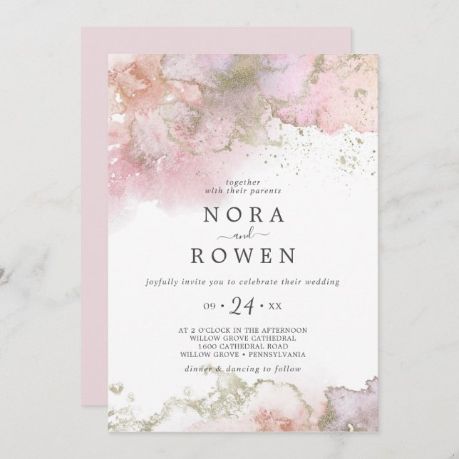 Invitation Aquarelle d'été Abstraite Mariage Décontracté (Devant / Derrière)