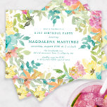Invitation Aquarelle d'été Floral 21e fête d'anniversaire<br><div class="desc">Nouveau pour l'été 2024. L'aquarelle florale d'été moderne et colorée présente des fleurs rose, bleu turquoise, jaune et orange. Ils forment un cadre botanique, boho chic et rustique autour des détails de votre fête d'anniversaire. Cet article fait partie de la collection Summer Watercolor Floral. Il contient des modèles d'invitation professionnels,...</div>