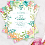 Invitation Aquarelle d'été Floral 21e fête d'anniversaire<br><div class="desc">Nouveau pour l'été 2024. L'aquarelle florale d'été moderne et colorée présente des fleurs rose, bleu turquoise, jaune et orange. Ils forment un cadre botanique, boho chic et rustique autour des détails de votre fête d'anniversaire. Cet article fait partie de la collection Summer Watercolor Floral. Il contient des modèles d'invitation professionnels,...</div>