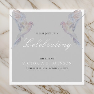 Invitation Aquarelle deuil de la colombe fête de la vie