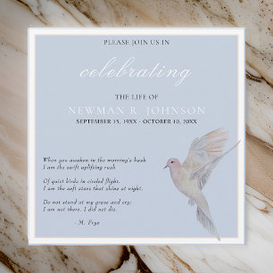 Invitation Aquarelle deuil de la colombe fête de la vie