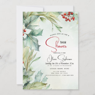 Invitation Aquarelle d'hiver Holly et Berries