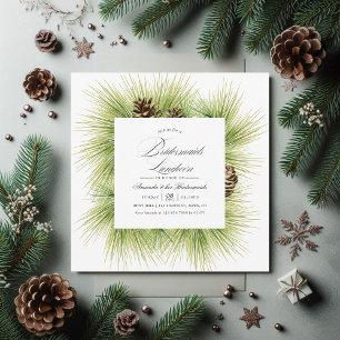 Invitation Aquarelle d'hiver Pines Bridesmaitres Déjeuner