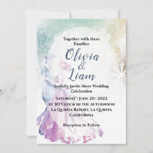 Invitation Aquarelle d'hiver Snowflakes & Couple Mariage