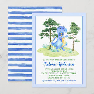 Invitation Aquarelle Dinosaur bébé garçon douche