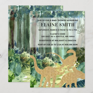 Invitation Aquarelle Dinosaure Sexe Baby shower neutre