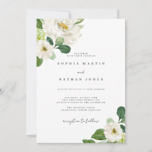 Invitation Aquarelle d'ivoire florale Mariage de verdure