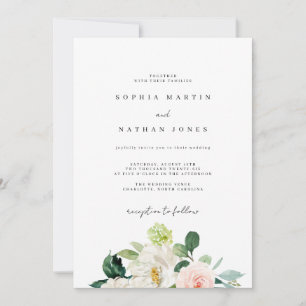 Invitation Aquarelle d'ivoire rousse Mariage botanique