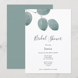 Invitation Aquarelle Dollar d'argent Feuilles Eucalyptus