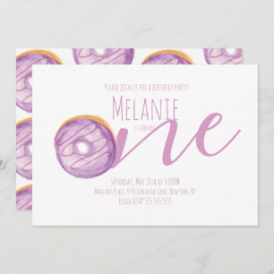 Invitation Aquarelle Donut premier anniversaire Sweet Party P