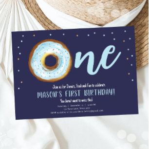 Invitation Aquarelle Donut Sweet One Boy Premier anniversaire