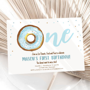 Invitation Aquarelle Donut Sweet One Boy Premier Anniversaire