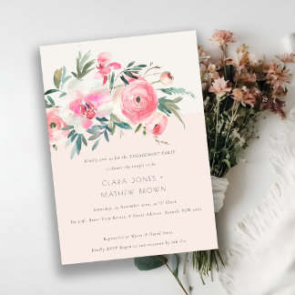 Invitation Aquarelle d'orchidée rose pâle Flora Fiançailles