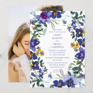 Invitation Aquarelle d'orchidée violette et blanche Mariage d